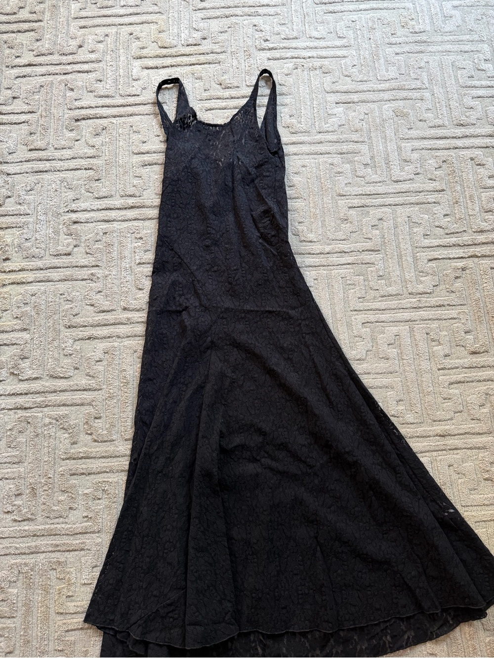 Black Lace Maxi Slip Dress - Women's Elegant Evening Dress